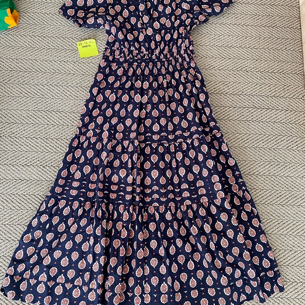 Navy Blue Dress with Pink Pattern